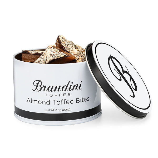 8oz Almond Toffee Tin Opened