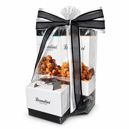 Large Bundle with black and white bow, angled view