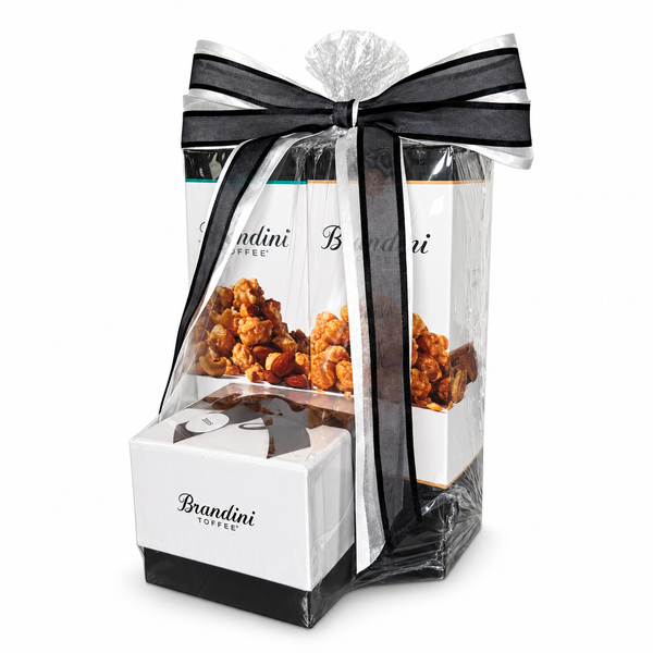 Large Bundle with black and white bow, angled view