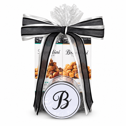 Small Bundle with black and silver bow, front view
